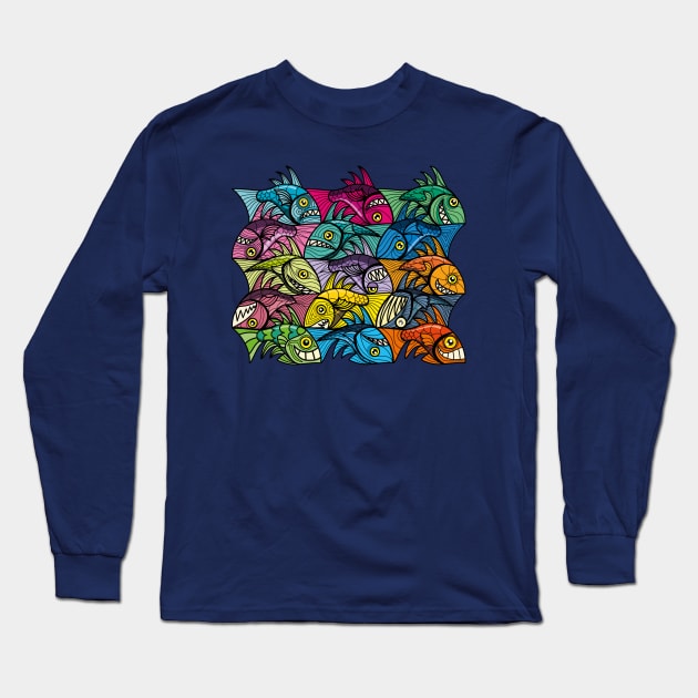 Escher style fish ambigram XXIV Long Sleeve T-Shirt by Maxsomma